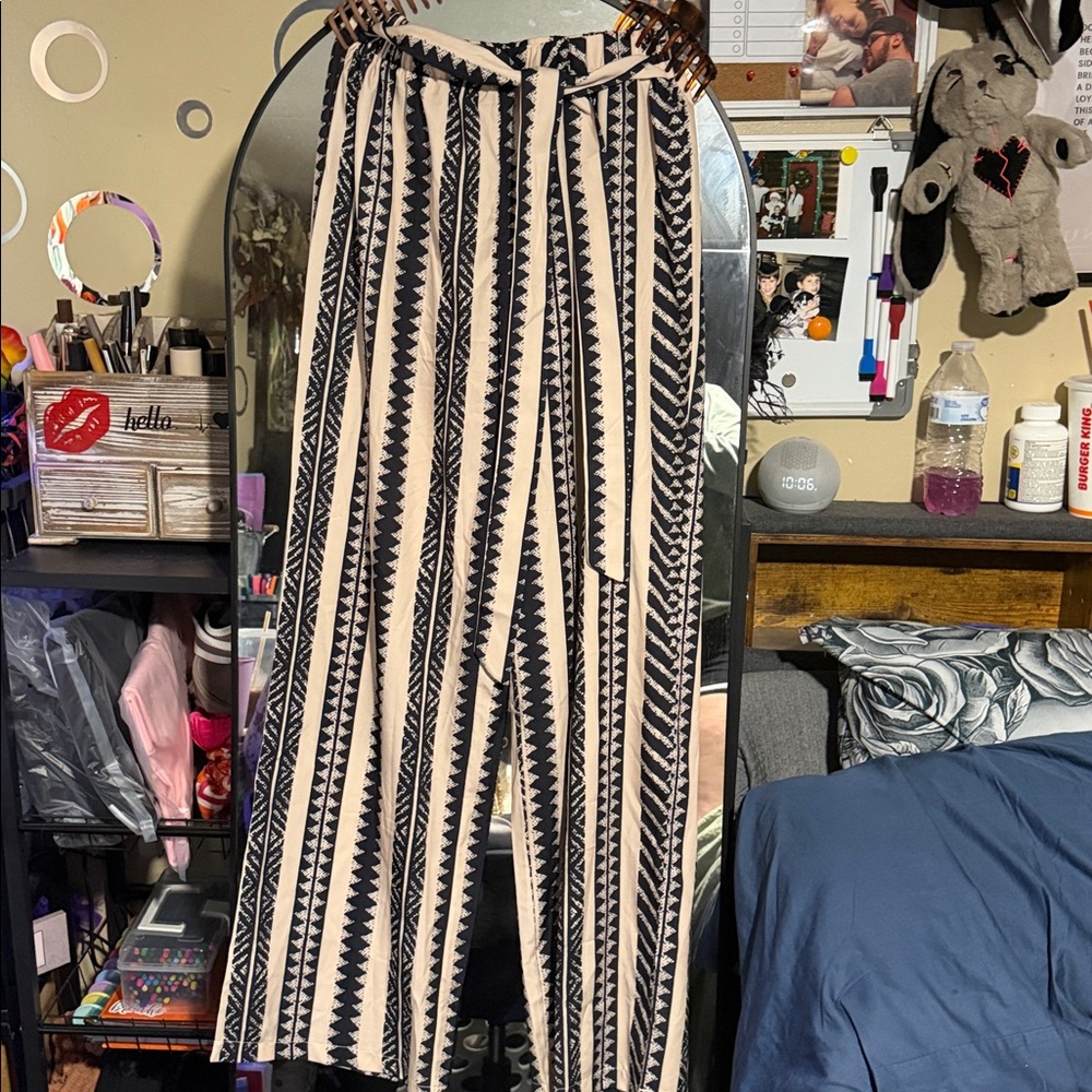 Striped Black and Cream Pants